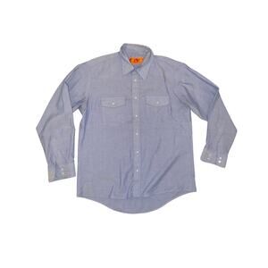 Red Kap Long Sleeve Shirt Blue Size Large 2 pocket uniform utility Workwear
